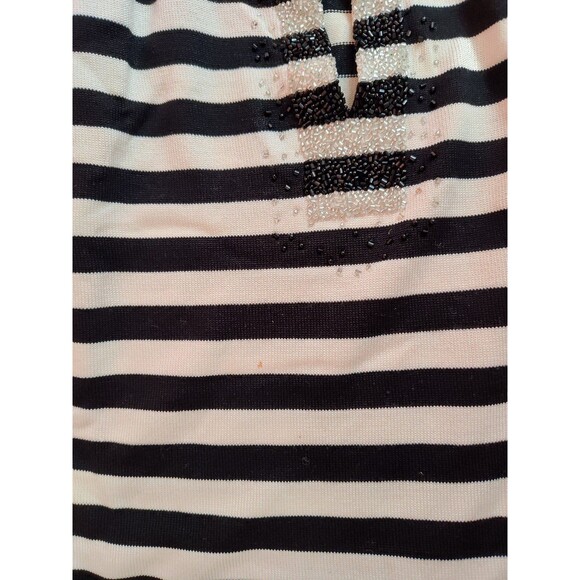 Women's Talbots Petites Silk Embellished Long Sleeve Shirt Small Black White - Picture 7 of 7